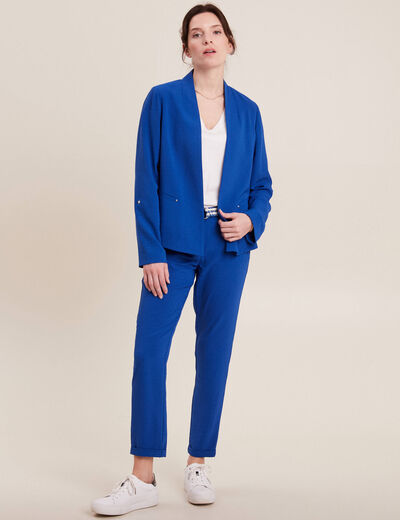Pantalon chino à ceinture bleu electrique femme