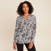Tunique ceintur&eacute;e col chemise fluide noir femme
