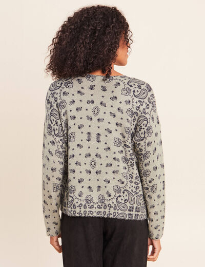 Pull col rond vert femme