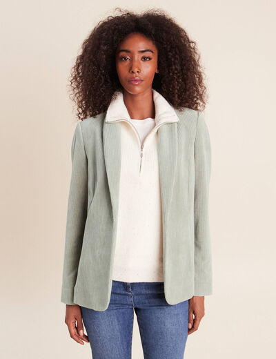 Veste tailleur velours vert clair femme