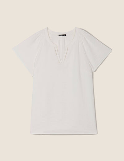 Blouse manches courtes ecru femme