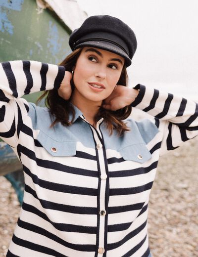 Pull manches longues bleu femme