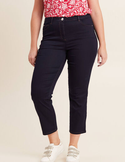 Jean droit taille haute 7/8ème denim brut femme