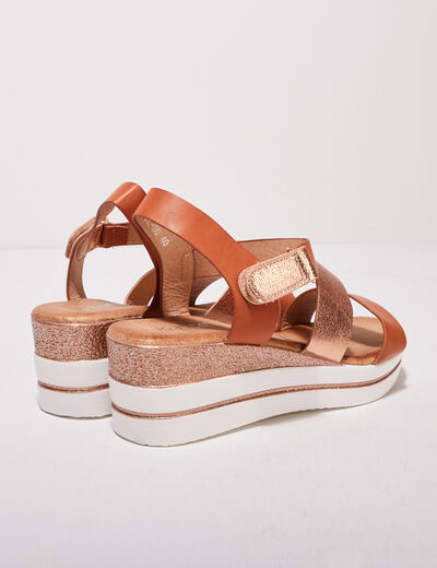 Sandales compensées marron femme