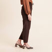 Jogging boyfriend 7/8&egrave;me en velours marron fonc&eacute; femme