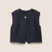 Gilet ample sans manches bleu fonc&eacute; femme