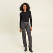 Pantalon bootcut taille bascul&eacute;e gris ardoise femme