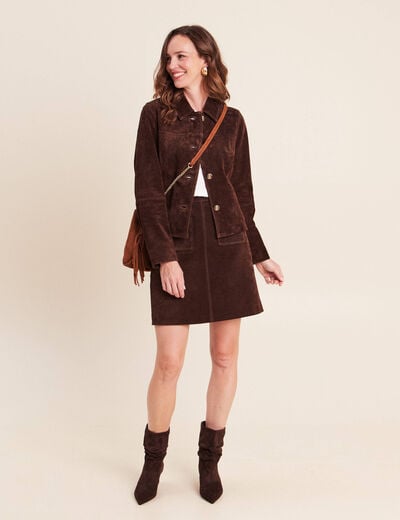 Veste doubl&eacute;e marron fonc&eacute; femme