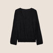 Top droit col V manches longues noir femme