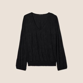 top droit col v manches longues noir femme Top droit col V manches longues noir femme