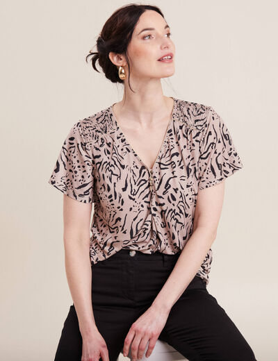 T-shirt manches courtes beige femme