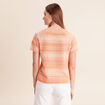 Pull col v manches courtes orange fluo femme