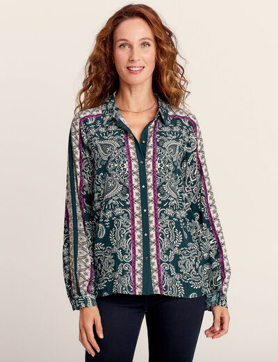 Chemise manches longues vert femme
