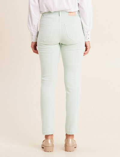 Jean ajusté 7/8ème 5 poches vert clair femme