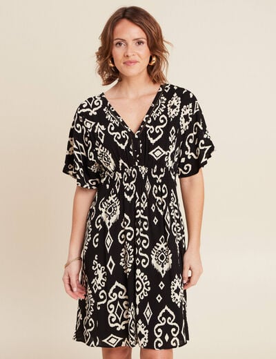 Robe évasée fluide noir femme
