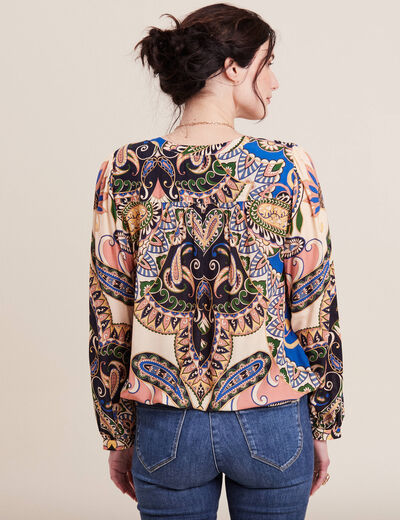 Blouse manches longues bleu femme