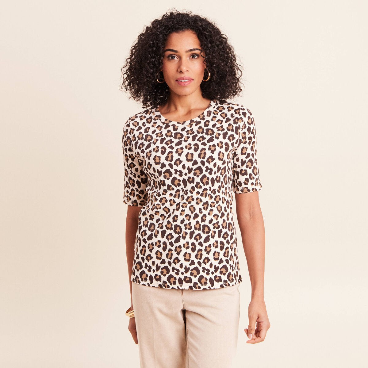 T-shirt en coton biologique marron femme
