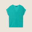Pull &agrave; manches courtes vert turquoise femme