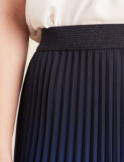 Jupe midi patineuse pliss&eacute;e bleu ciel femme
