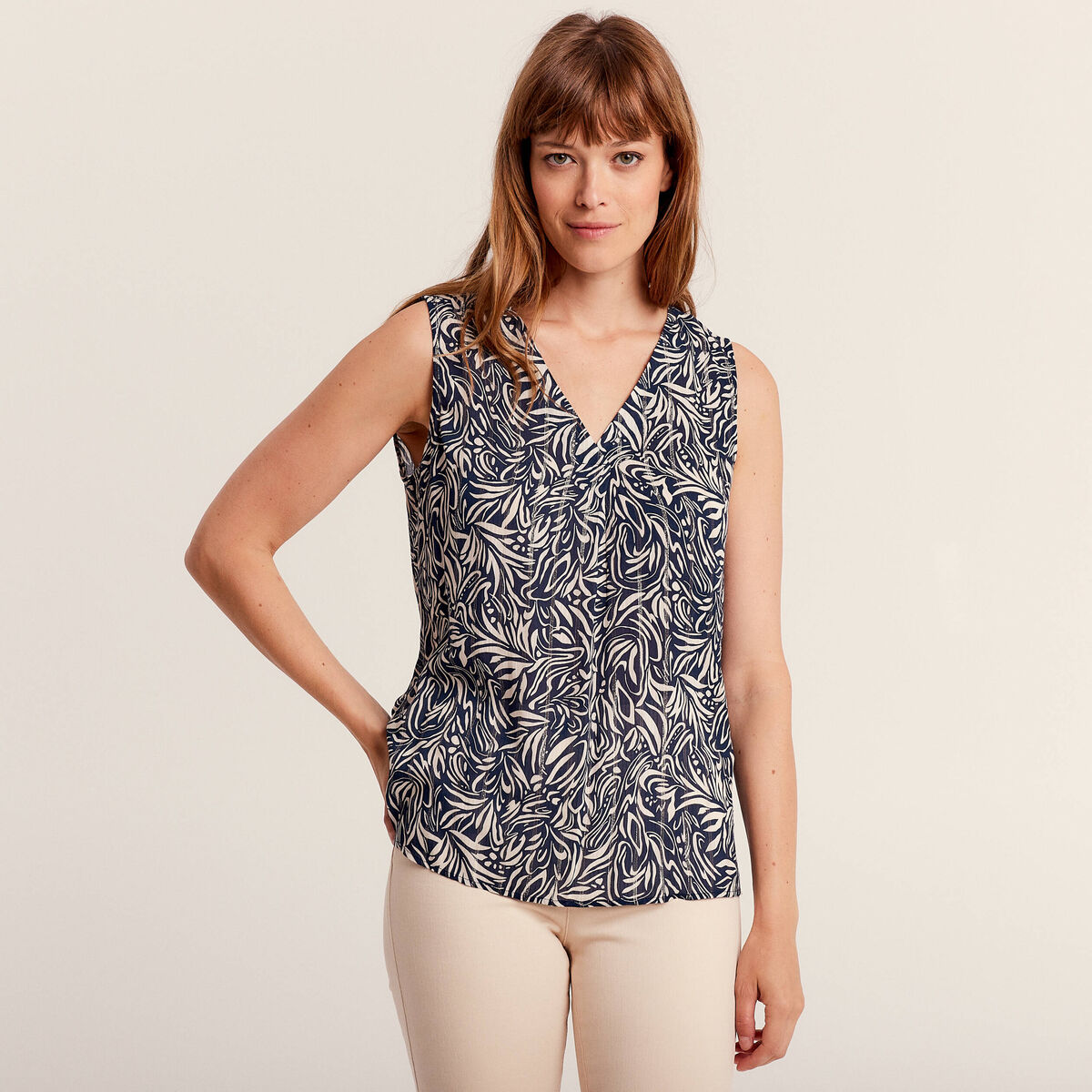 Blouse sans manches bleu femme