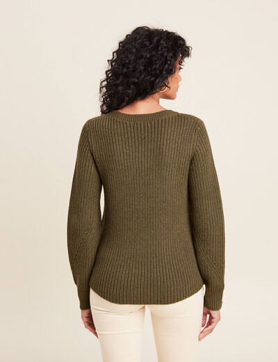 Pull manches longues vert kaki femme
