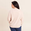 Pull col rond manches longues &agrave; sequins rose poudr&eacute;e femme