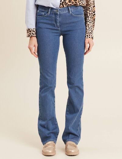 Jean léger bootcut taille basculée denim bleach femme