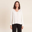 Chemise ample col v manches longues ecru femme