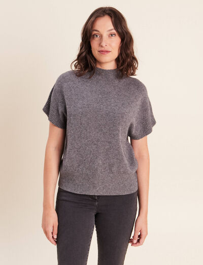 Pull col montant gris clair femme