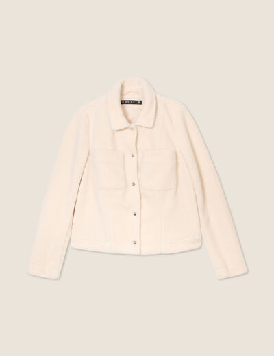 Veste droite bouclette ivoire femme