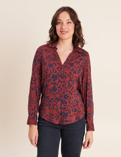Chemise cintr&eacute;e manches longues bleu femme