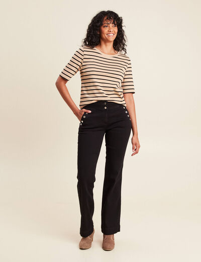 Pantalon bootcut à pont noir femme