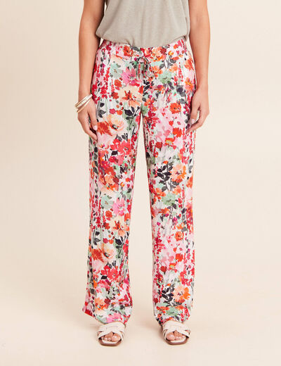 Pantalon large taille standard multicolore femme