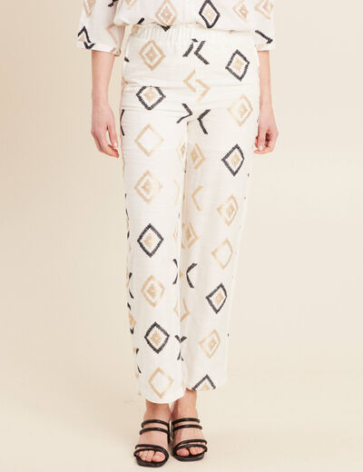 Pantacourt droit blanc femme