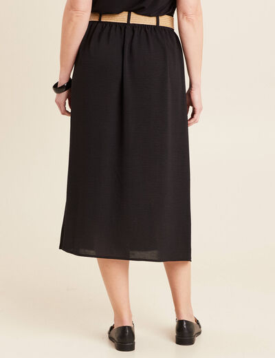 Jupe longue &eacute;vas&eacute;e ceintur&eacute;e noir femme