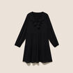 Robe courte &eacute;vas&eacute;e col v manches longues noir femme