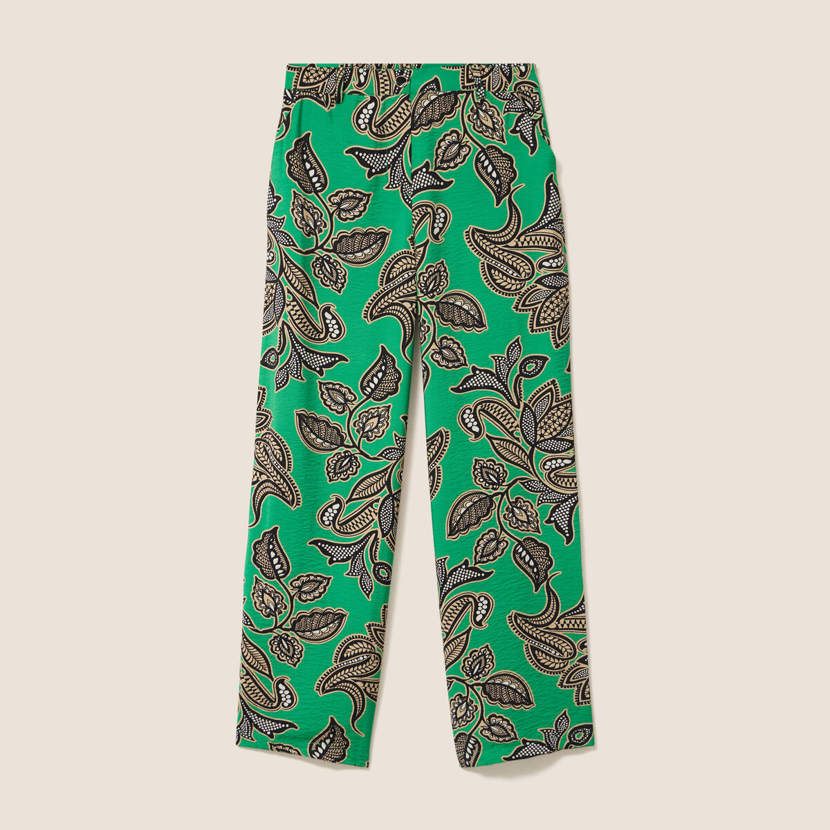 Pantalon large taille haute vert femme