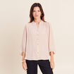 Chemise col montant manches 3/4 ivoire femme