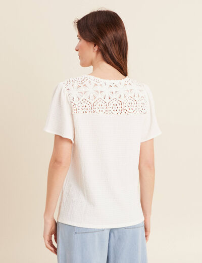 T-shirt manches courtes ecru femme