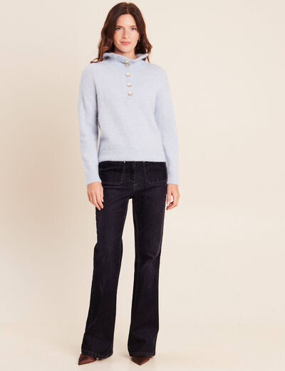 Pull col montant denim snow gris femme