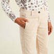 Pantalon large 7/8&egrave;me en velours sable femme