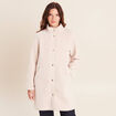 Manteau bouclette doubl&eacute; manches longues ivoire femme