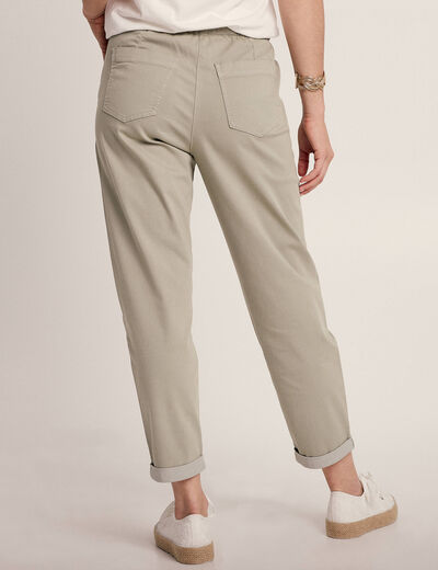 Pantalon coupe droite à coulisse vert clair femme
