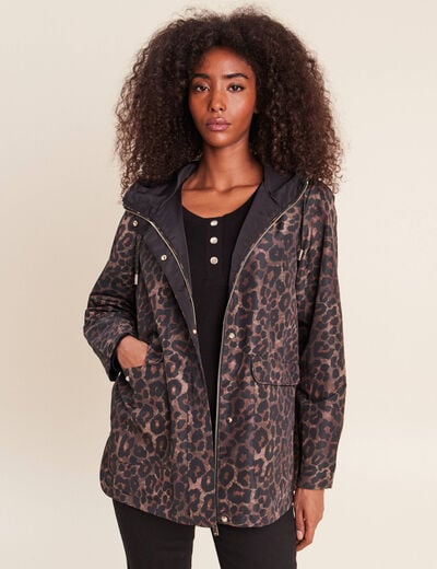 Parka cintr&eacute;e r&eacute;versible &agrave; capuche marron femme
