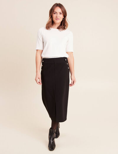 Jupe midi crayon noir femme