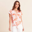 T-shirt col tunisien manches courtes rose femme