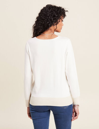 Pull manches longues ecru femme