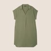 Robe droite col en V vert kaki femme