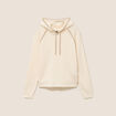 Sweat droit long &agrave; capuche ecru femme