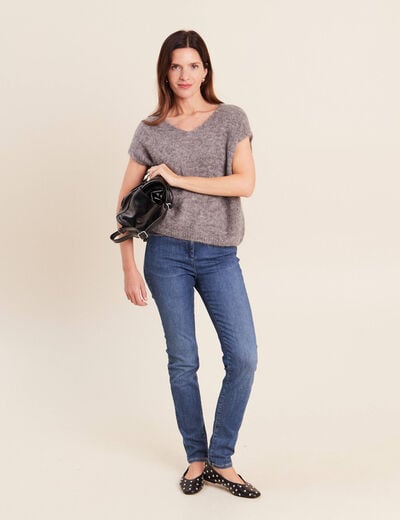Pull sans manches gris fonc&eacute; femme